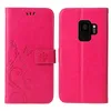 A pink flip cover phone case for a Samsung Galaxy S9 is shown from the front and back. Produktbild-Vorschau