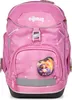 A pink backpack with a star pattern and a graphic of a girl with a horse. Náhled obrázku produktu