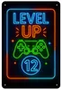 Blechschild 20x30cm Level Up 12 Gaming Geburtstag Neon Produktbild-Vorschau 1