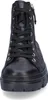 A close-up, front-facing view of a black leather high-top boot. Voir les images du produit