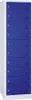 A tall, narrow cabinet with multiple blue locker doors against a white background. Produktbild-Vorschau