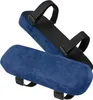 Two blue armrest pads with black straps are shown against a white background. Náhled obrázku produktu