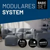 A modular sofa set with ottomans displayed in a living room setting. Produktbild-Vorschau