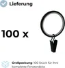 100 Stück Metall Gardinenringe mit Clips Farbe Schwarz Matt Produktbild-Vorschau 2