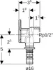 Geberit Mepla Armaturenanschluss Rotguss, kurz 16mmx1/2 Anteprima dell’immagine prodotto 4