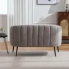 okwish Pohovka chenille dvoumístná retro design s rýhovaným Náhled obrázku produktu 6