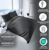 Bettwäsche Baumwolle Satin Damast 200x220 cm Anthrazit Set Produktbild-Vorschau 3