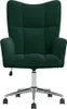 A dark green velvet armchair with a chrome base and wheels, shown from the front against a white background. Anteprima dell’immagine prodotto