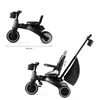 Two views of a black Kinderkraft Jazz 2 foldable trike on a white background. Voir les images du produit