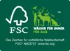 The image shows the FSC logo and related graphics, including animals and people, along with text about sustainable forestry. Produktbild-Vorschau