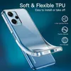 A clear TPU phone case is shown on a blue gradient background, highlighting its features. Náhľad obrázku produktu