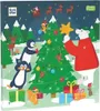 An advent calendar with a Christmas theme, featuring cartoon animals decorating a Christmas tree. Produktbild-Vorschau