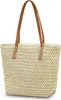 Sac en paille Aucuu femmes avec poignées en cuir fermeture Voir les images du produit 1