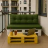 A balcony with a pallet sofa and coffee table, set up for relaxation. Produktbild-Vorschau