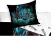 A pillow with a Harry Potter themed design of Hogwarts castle is placed on a bed with white sheets. Voir les images du produit