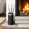 Kaminbesteck Anthrazit Stahl mit Edelstahl - modernes Produktbild-Vorschau 5