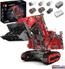 A product image showing a large red remote-controlled excavator model and its components, along with the product packaging. Produktbild-Vorschau