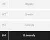 A table showing different firmness levels for a mattress, labeled H1, H2, H3, and H4. Podgląd zdjęcia produktu