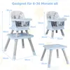 A diagram showing a baby high chair and a table with dimensions indicated by text and lines. Podgląd zdjęcia produktu