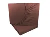 A brown fitted sheet is folded and displayed against a white background. Produktbild-Vorschau