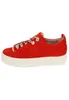 A single red suede sneaker with a thick cream sole is shown from the side against a white background. Náhľad obrázku produktu