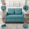 A teal sofa bed is shown with close-up insets highlighting its features and fabric. Anteprima dell’immagine prodotto