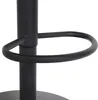 A close-up view of the base of a black bar stool, showing the footrest ring and the central support column. Podgląd zdjęcia produktu
