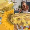 Tischdecke wasserabweisend abwaschbar Gelb Rund 100cm Produktbild-Vorschau 5