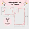 Diagram showing the dimensions of a two-piece bedding set, with cartoon characters at the top. Produktbild-Vorschau