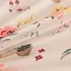 A close-up view of a fabric with a floral pattern. Produktbild-Vorschau