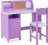 Kinderschreibtisch- und Stuhlset mit Stauraum, lila Holz Produktbild-Vorschau 1