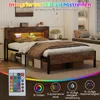 COSTWAY Postel 200x140cm, plošinová postel s LED Náhled obrázku produktu 4