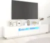 A modern white TV stand with LED lighting displays decorative items and books. Anteprima dell’immagine prodotto