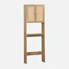 Mensola mobile WC decorato in legno e canna, Marrone Anteprima dell’immagine prodotto 1