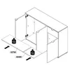 An isometric diagram showing the assembly of a cabinet with drawers and doors. Arrows indicate the direction of insertion for shelves, and weight limit symbols are present on the shelves. Anteprima dell’immagine prodotto
