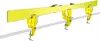 A yellow ski is held up by three yellow ski vises attached to a white bar. Náhľad obrázku produktu