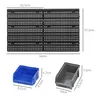 A diagram showing dimensions of a storage system and two types of storage bins. Anteprima dell’immagine prodotto