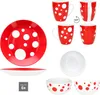 Pula rosso Set da colazione 18 pezzi Piatto in porcellana Anteprima dell’immagine prodotto 4
