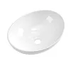 A white ceramic oval basin with a drain hole in the center, isolated on a white background. Produktbild-Vorschau