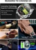 Collage of images showcasing a smartwatch and its features, including its display, multi-sport modes, health monitoring, BT calling, music control, and battery life. Náhled obrázku produktu