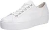 A white leather sneaker with a platform sole is shown against a white background. Anteprima dell’immagine prodotto