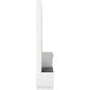 Side view of a modern white hall tree with a bench and golden accents. Produktbild-Vorschau