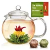 Creano Teekanne aus Glas 1,3l - inklusive 2 Teeblumen -  Produktbild-Vorschau 1