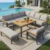 Ensemble de salon de jardin en fer de 6 pièces, pour 8 Voir les images du produit 1
