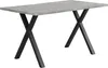 A rectangular table with a gray top and black X-shaped legs, presented on a white background. Produktbild-Vorschau