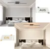 Two images of a modern bedroom with a ceiling light fixture. Produktbild-Vorschau