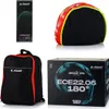 A collage of images showing a helmet box, a helmet bag, and a product box with a helmet graphic. Náhled obrázku produktu