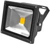 A black LED floodlight with a silver reflector and a yellow LED chip is shown against a white background. Produktbild-Vorschau