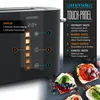 A close-up view of a black Arendo toaster with a touch panel display and various features highlighted with numbered labels and text descriptions. Several slices of toast with toppings are arranged in the foreground. Anteprima dell’immagine prodotto