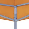 A close-up view of the underside of an orange party tent roof, showing the metal frame and fabric. Náhled obrázku produktu